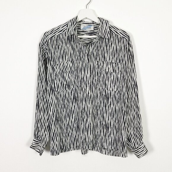 Vintage Striped Button Front Blouse - Picture 1 of 6